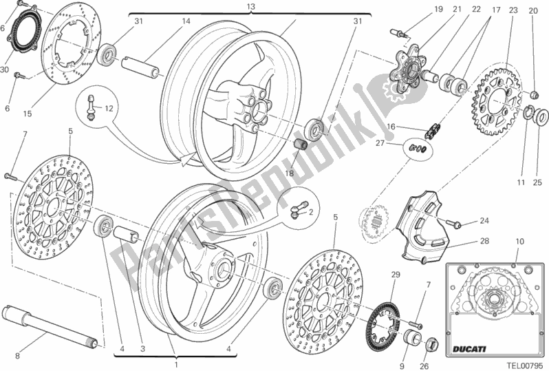 Todas as partes de Rodas do Ducati Monster 795 ABS EU Thailand 2014